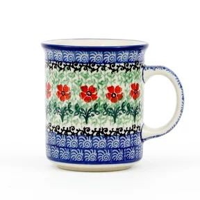 Kubek ceramiczny 236 0,3l <br>1916X Czerwone kwiatuszki Bolesławiec